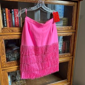 Dead stock escada fringe hot pink pencil skirt
